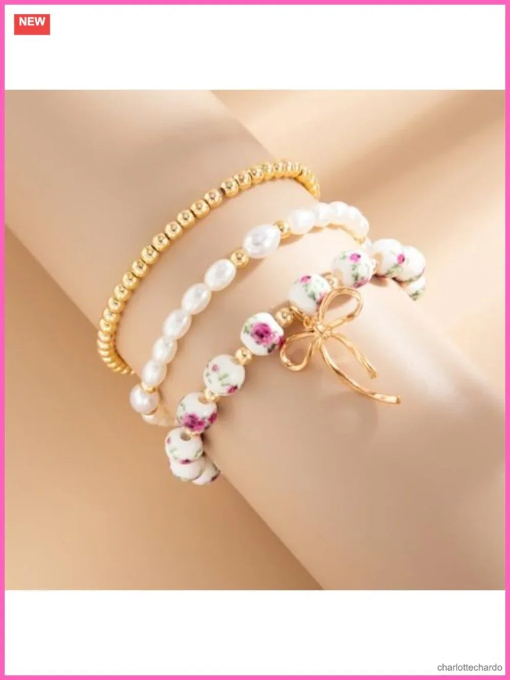 Cross Charm Beaded Stretch Bracelet Stack Faith Jewelry Gift for Women
